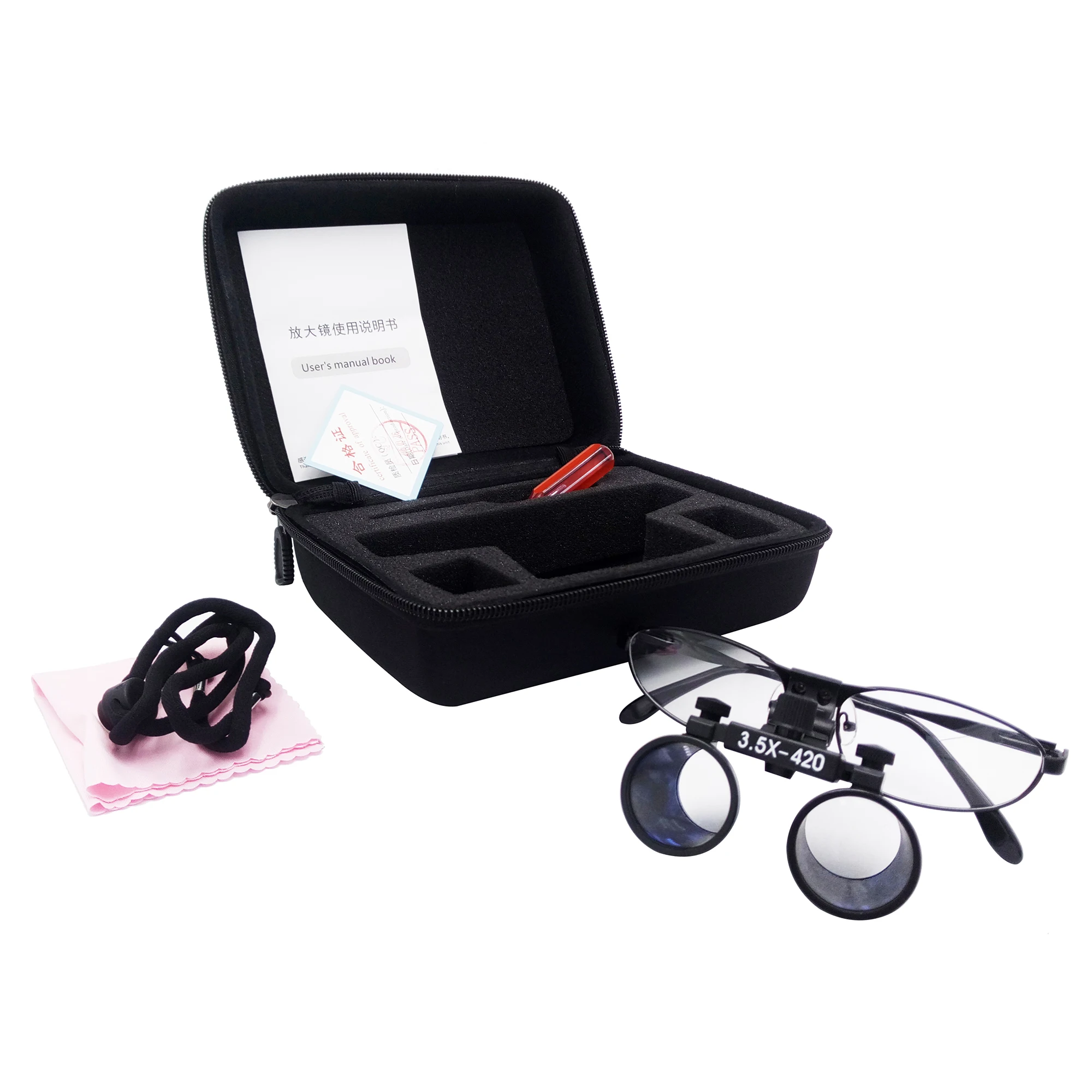 Loupes noires grossissantes 3.5X 420mm distance de travail