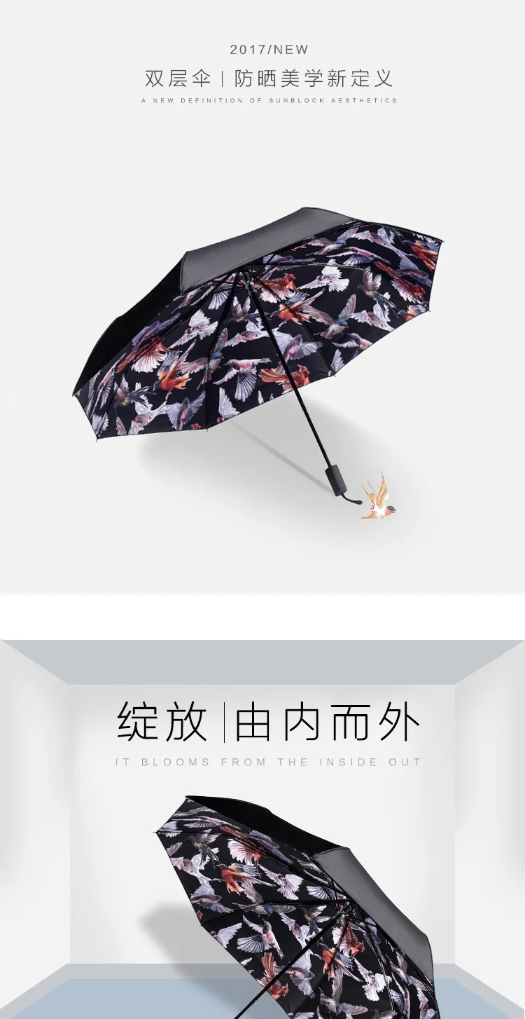 All-Weather Umbrella Sun-resistant Vinyl Parasol UV-Protection Women's Folding Umbrella New Products Creative Advertising Umbrel