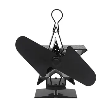 

2 Blades Aluminum Heat Powered Stove Fan Home Silent Pentagram Fireplace Fan