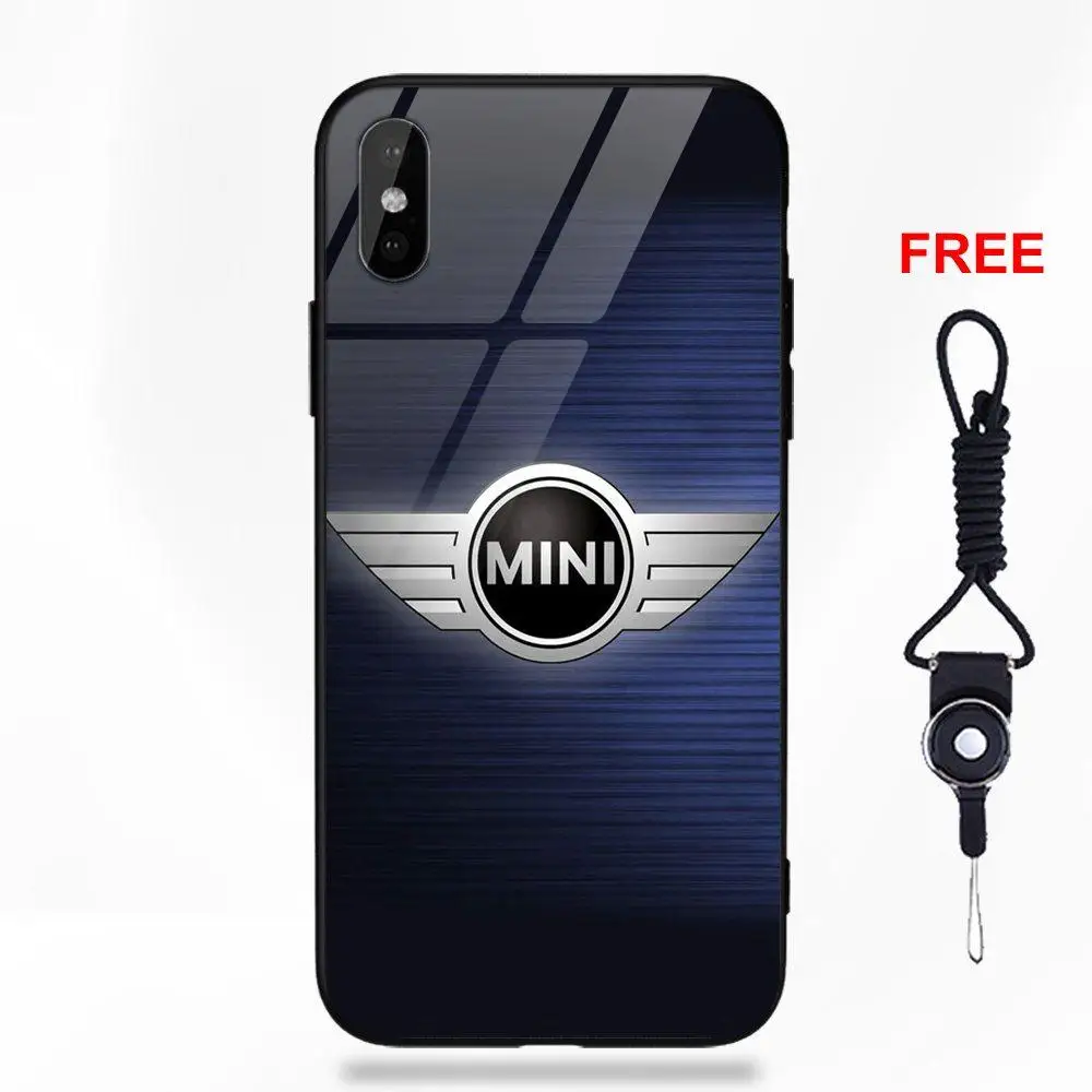 Omdnwd Mini Cooper Jcw Logo Soft TPU Frame+Tempered Glass Mobile Case For Apple iPhone X XS Max XR 5 5C 5S SE 6 6S 7 8 Plus