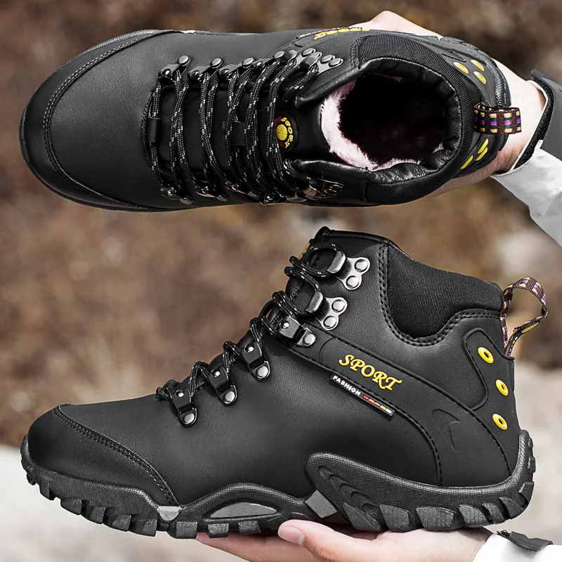 

Men Snow Boots Winter Trendy Shoes plus Velvet Warm Shoe Martin Boots Men's Winter Shoes Waterproof Anti-slip Northeast Large Co