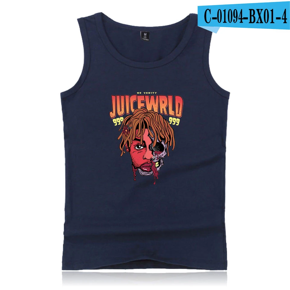 Juice Wrld хип хоп рэппер 2D печать хлопок модная мужская летняя майка с бретелями пальто без рукавов Горячая тренд Повседневная одежда жилет - Цвет: Navy Blue