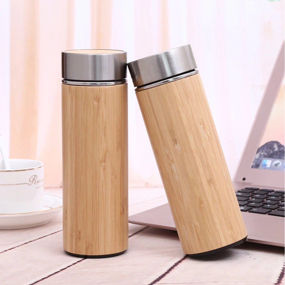 Double Walled Coffee Water Bottle Portable Wide Mouth Vacuum Insulated Drinking Travel Leak Proof Strainer Stainless Steel