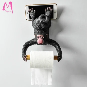 

[MGT] Creative Hang Monkey Statue Roll Paper Holder Wall Mount Resin Sculpture Home Bathroom Decor Party Decoration Dropshipping