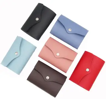 

Portable PU Leather Coin Purse Business ID Card Holder Bank Credit Card Wallet Keychain Bus Cards Cover Multi Function Card Pack