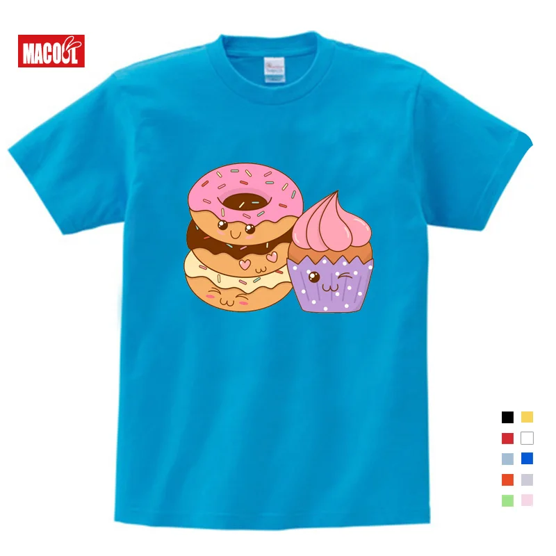 Kids Hoodies Sweatshirts Cartoon Doughnut Pals Print Hoodies for Boy Girls Clothing Black Funny Hoodies Clothes 2T-8T Sweet Pail - Цвет: T-shirt