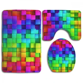 

CHARM HOME 3d Background Bathroom Antiskid Pad 3PCS/Set Toilet Seat Cover Anti-slip Bathroom Accessories