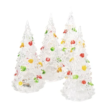 

4pcs Colorful LED Christmas Tree Acrylic Stylish Special LED Christmas Prop Christmas Tree Christmas Decoration Crystal Tree