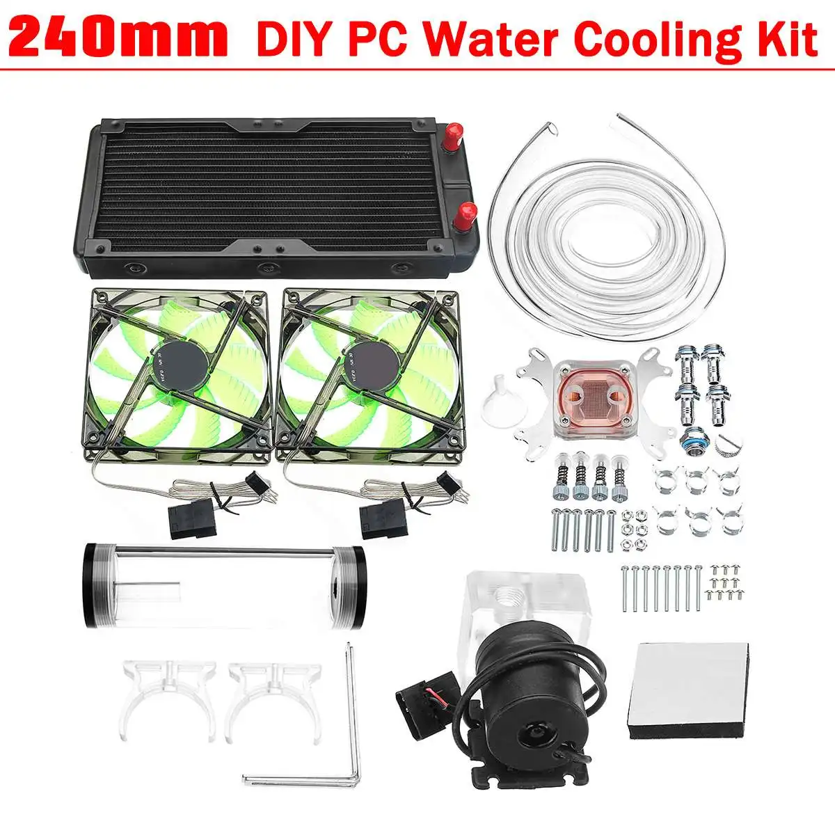 240mm DIY PC Water liquid Cooling Fan Kit Heat Sink Set CPU Block Water
