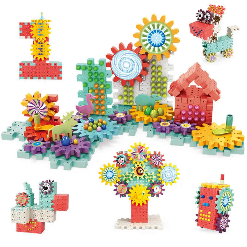 

168-368pcs Gears Building Blocks DIY 3D Model Gear Building Kits Mushroon Nail Toys Assemble Educational Toys For Children Gifts