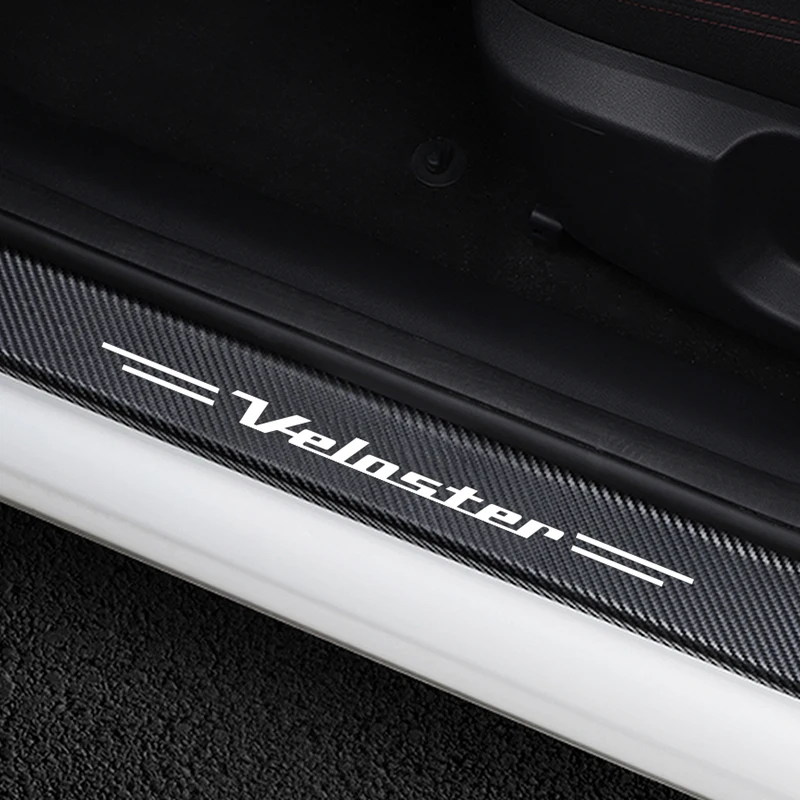 

4PCS Auto Stickers For Hyundai Veloster Car Carbon Fiber Door Threshold Plate Protector Door Sill Guards Cover Decor Accessories