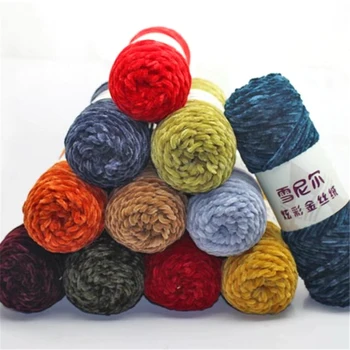

5Pcs Chenille Yarn for Knitting Soft Sweater Scarf Silk Cotton Blended Yarn Crochet 3.5mm Fashion