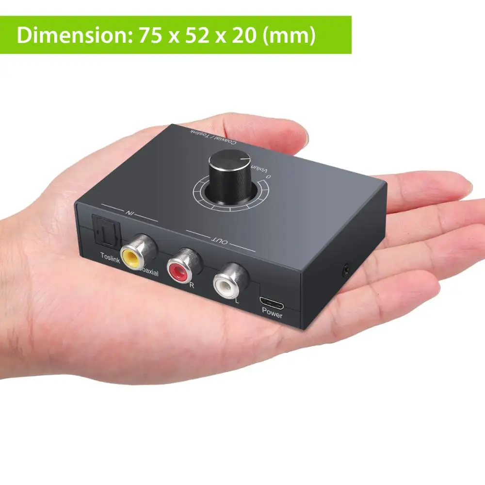 DAC Digital to Analog Audio Converter Optical to RCA Coaxial Toslink Digital PCM Audio to Analog L R Audio 3 5mm Headphone