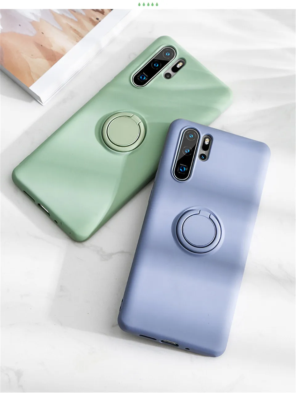 Магнитный жидкий силиконовый чехол для huawei P20 P30 lite Pro роскошный мягкий чехол-подставка для кольца для huawei c закаленным стеклом mate 20 lite Pro Чехол на для Хуавей П20 П30 Мейт 20 Лайт про