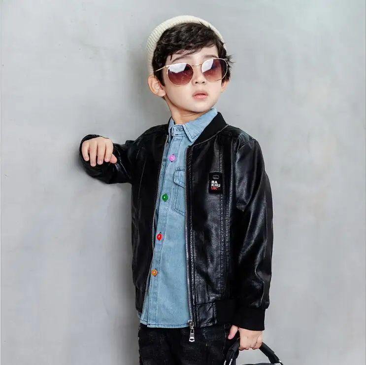Boys Clothes Faux leather coat+ shirts+ jeans 3PCS set Autumn Spring Kids Clothes Children Kids Boys Clothing Set 2-6year