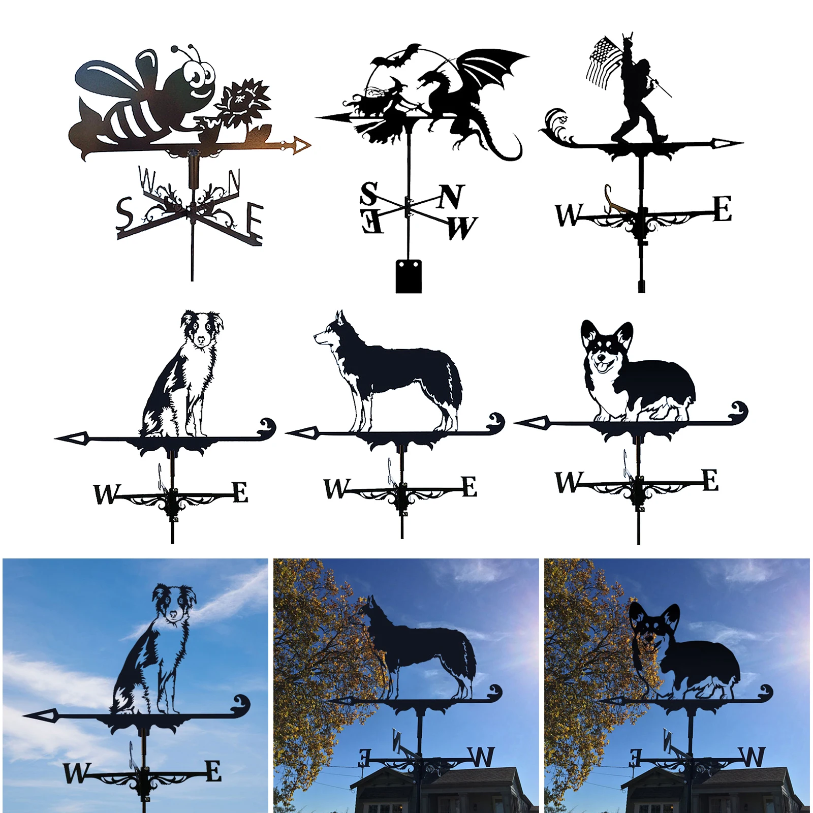

Weather Vane Wind Direction Indicator Animal Garden Yard Roof Decoration Outdoor