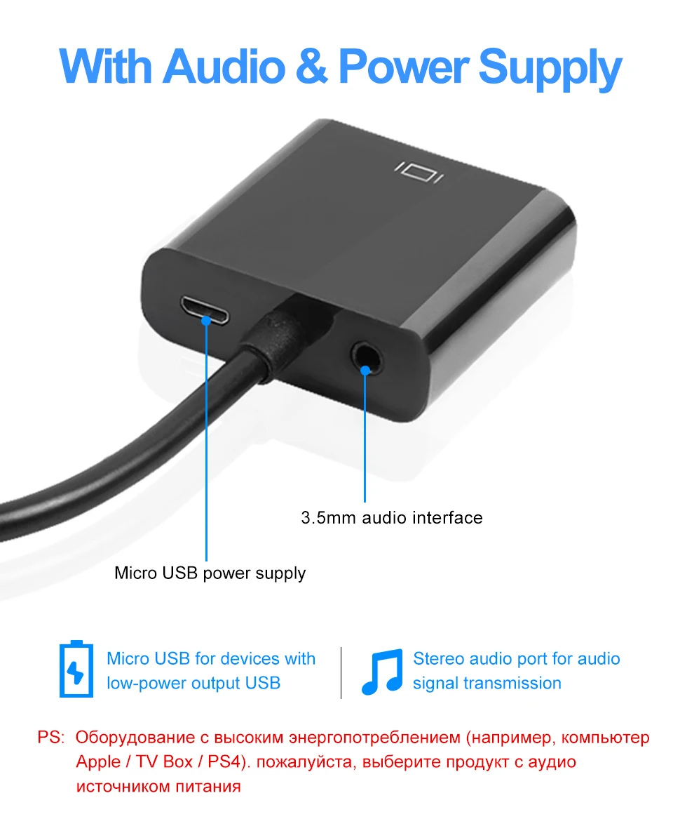 1080P HDMI в VGA адаптер HD мужской в Famale конвертер цифро-аналоговый HDMI-VGA адаптер 3,5 мм разъем аудио для PS4 PC tv Box