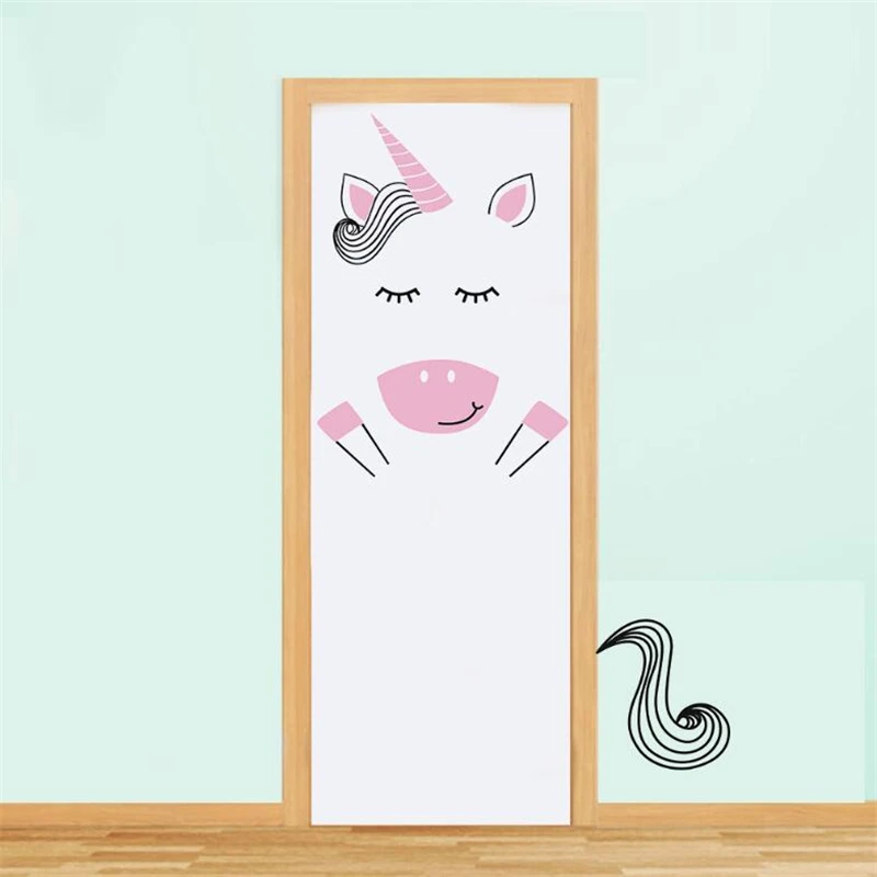 Cute pink Golden dot unicorn wall sticker living room bedroom wall decoration stickers for kids rooms