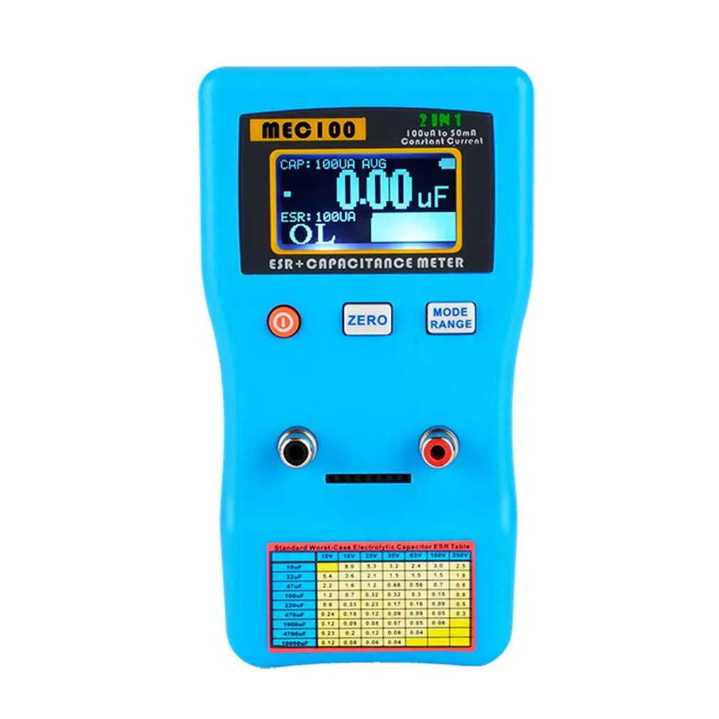 

MEC-100 Digital Display Capacitor Meter High Precision Autoranging Electrolytic Capacitance Resistance Meter ESR Tester