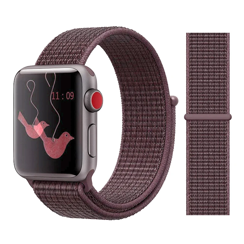 Color32 Purple Smoke Нейлон Ремешок для наручных часов Apple Watch серии 3/2/1 38 мм 42 мм мягкий нейлон дышащий сменный ремешок Спортивная петля для наручных часов iwatch серии 4 40 мм 44 мм - Цвет ремешка: Color32 Purple Smoke