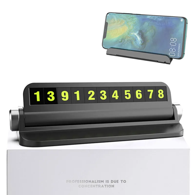 

Multifunction Temporary Parking Card Stand Creative Hidden Parking Car Mobile Phone Holder Night Light Number Plate Accessories