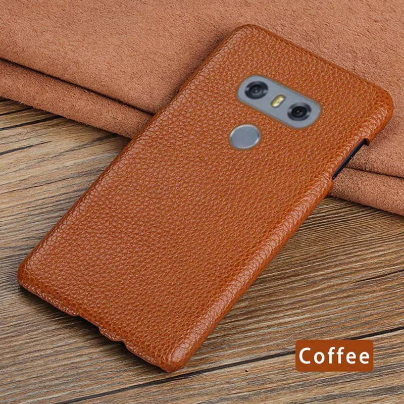 Чехол для телефона для LG G6 G7 G8s ThinQ V10 V20 V30s V40 V50 Thinq G3 G4 G5 K50 K4 K8 K10 Q6 Q7 из воловьей кожи с текстурой Личи Чехол - Цвет: Coffee