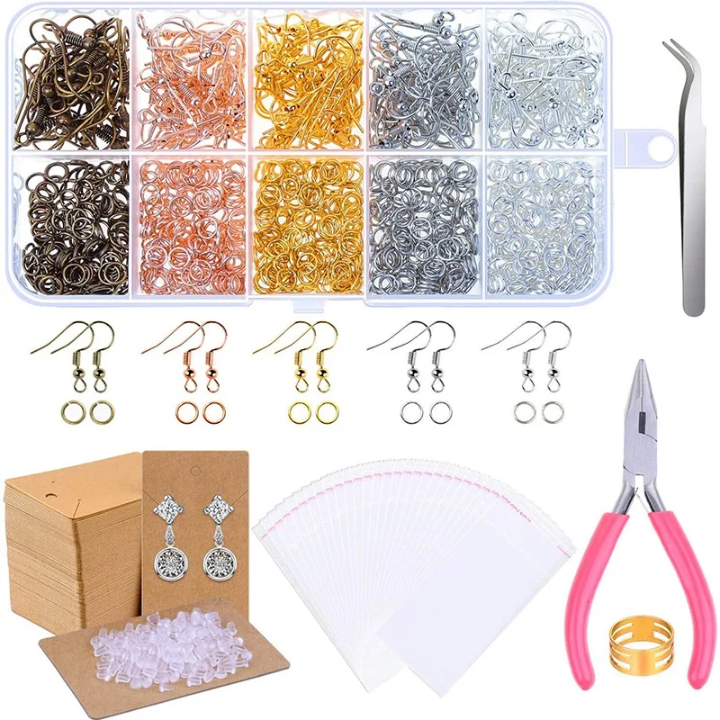 Earring Making Supplies Kit with Hooks Jump Rings Pliers Backs Earrings Holder Cards and Cle | Украшения и аксессуары