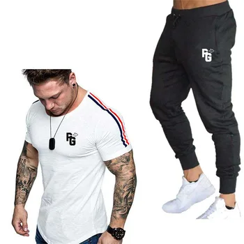 

2020 Men's Sets T Shirts+pants Two Pieces Sets Casual Tracksuit Men/Women New Fashion printing suits sportwear Gyms trousers