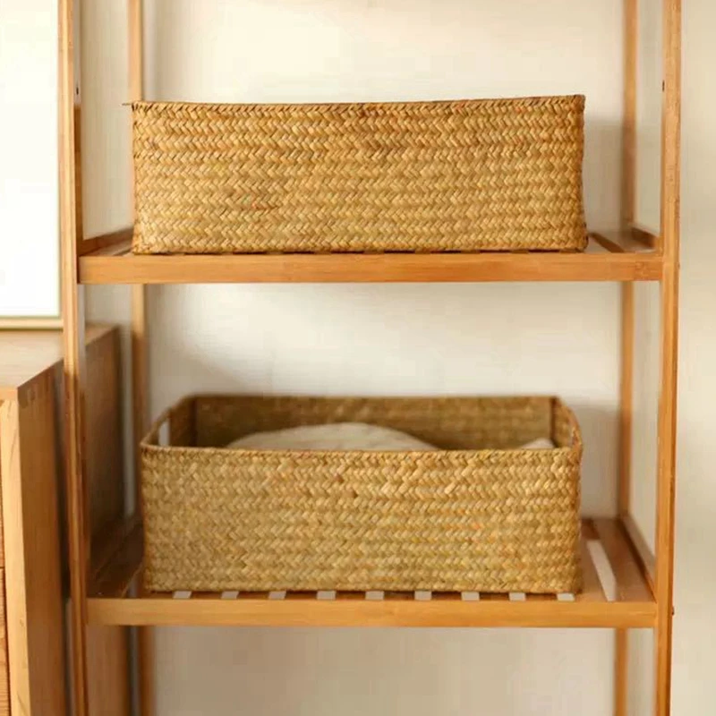 Zerolife-Woven Seagrass Basket for Home Decor, Natural Wicker Basket, Storage Basket, Fruit Bread Towel, Kitchen Table, Rattan 5