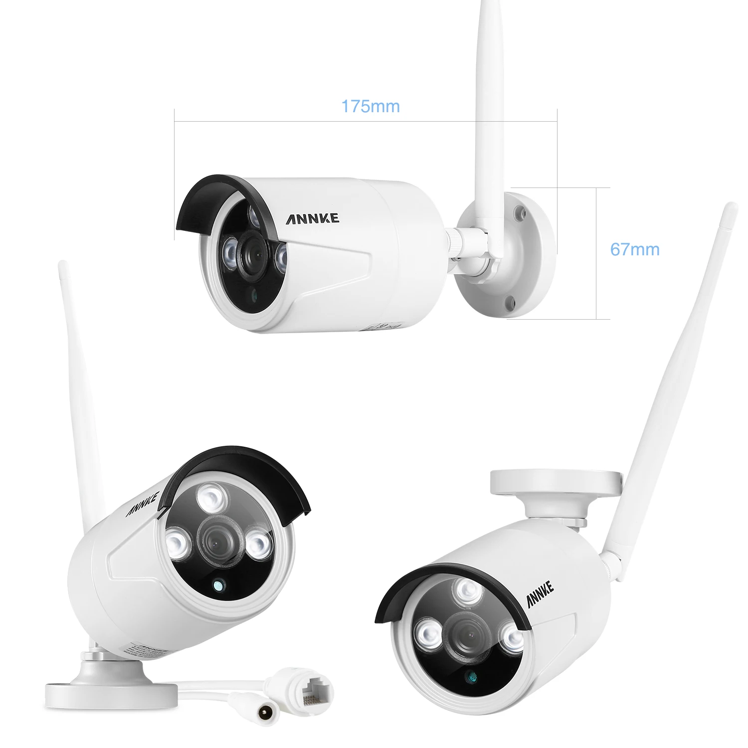  SANNCE 2PCS 2.0MP WIFI IP Cameras With Smart IR P2P Outdoor Weatherproof Network Bullet EXIR Night  - 4000469142428