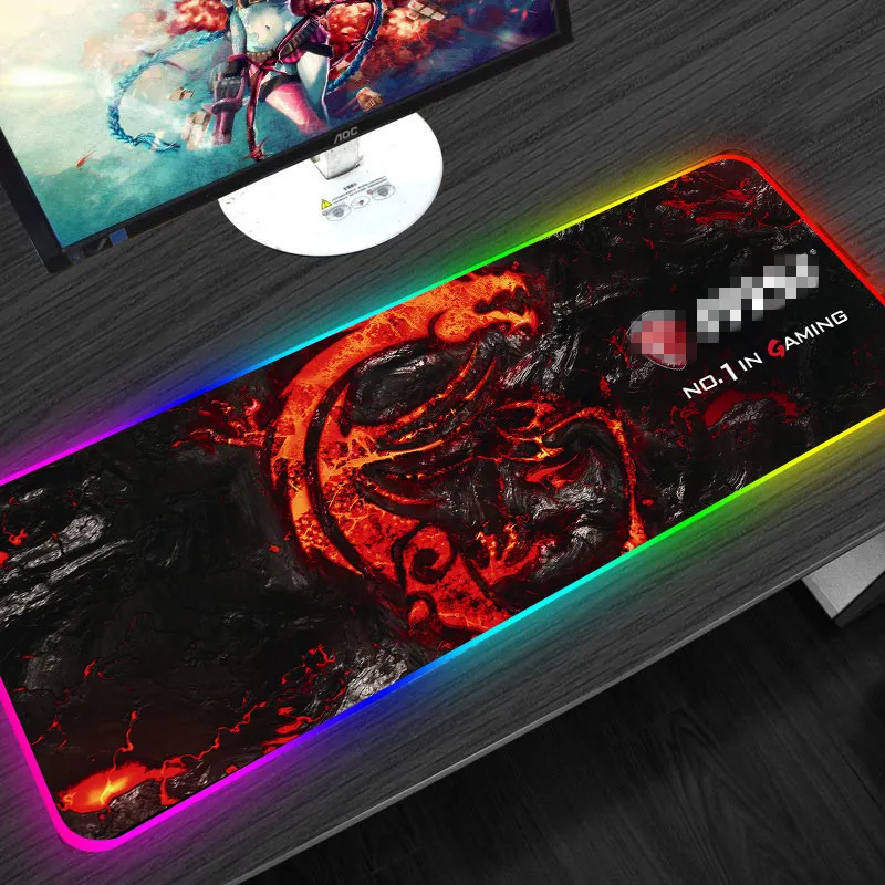 Gaming Mouse Pad RGB LED Lighting 900x400mm XL Large Dragon Pattern Keyboard Mousepad Natural Rubber Desk Mat Gamer For Laptop