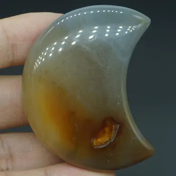 

Moon Figurine Palm Stone Natural Gemstone Gray Agate Geode Crystal Reiki Healing Statue Home Decor#A