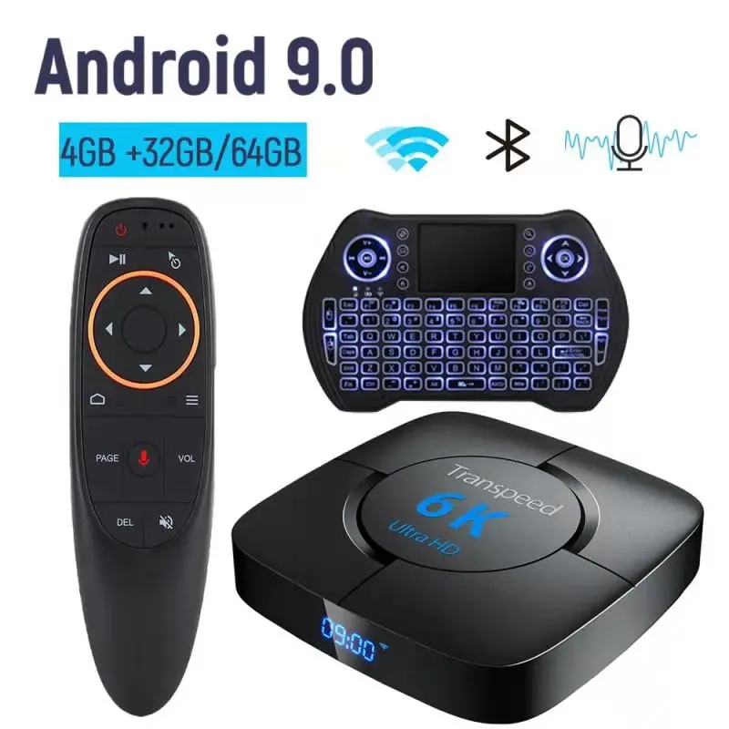 Bluetooth Android 9,0 tv box Youtube Netflix медиаплеер Google Assistant 4G 64G 6K 3D tv box Store Wifi 1080P телеприставка