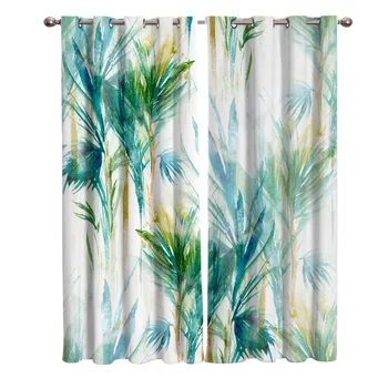 

Leaves Branches Yellow Green Blackout Window Curtains Living Room Curtain Kitchen Blackout Curtains