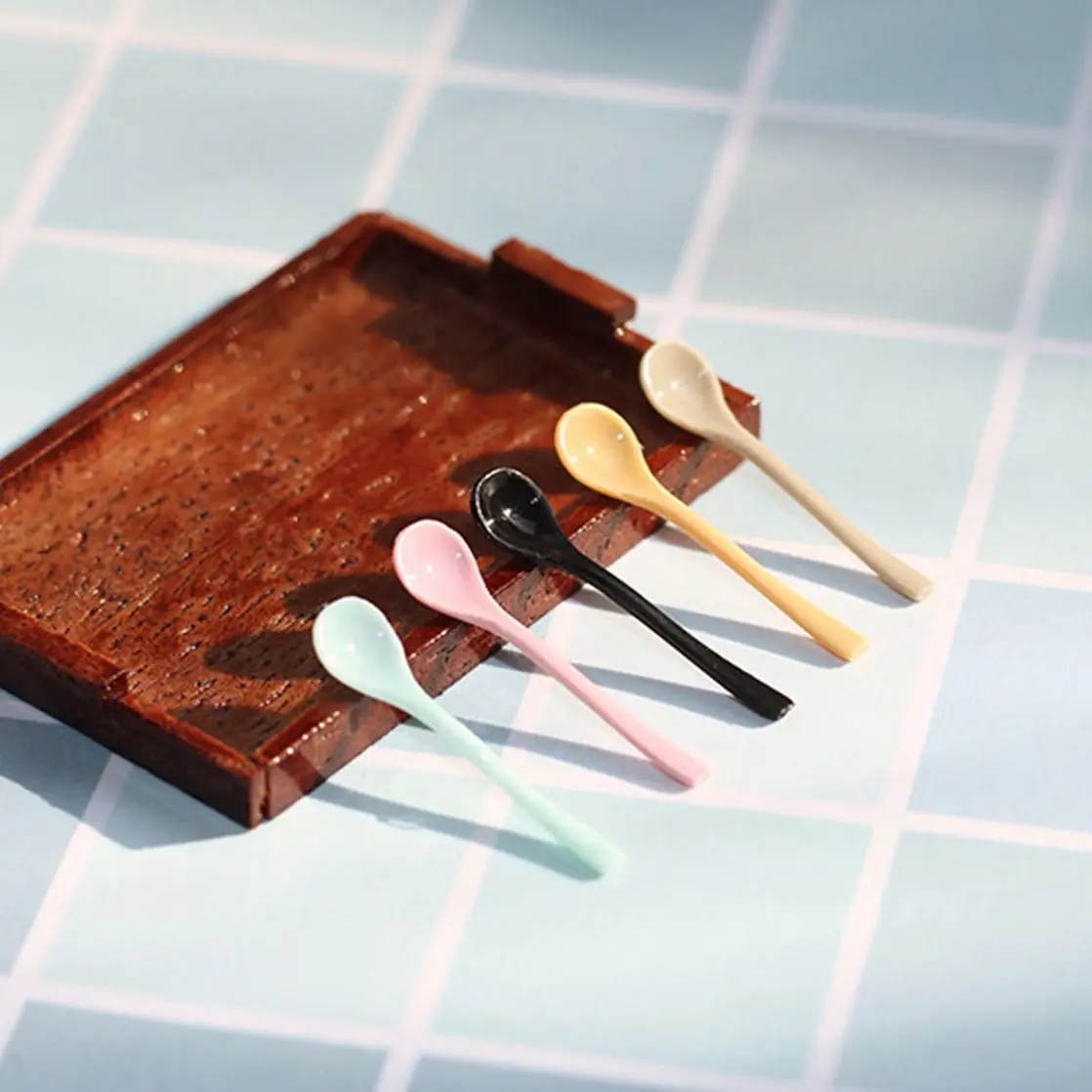 Dollhouse Miniature 1:12 Mini Spoon Tray Dish for Blyth BJD Doll House Kitchenware Accessories 2