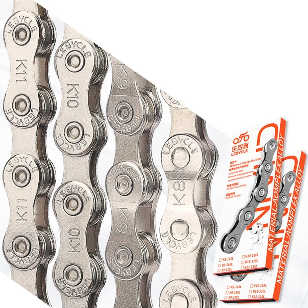 MTB Road Bike Bicycle Chain 116 Links 6/7/8/9/10/11 Speed For Shimano SRAM Switching Speed Faster Steel Silver 1/2 