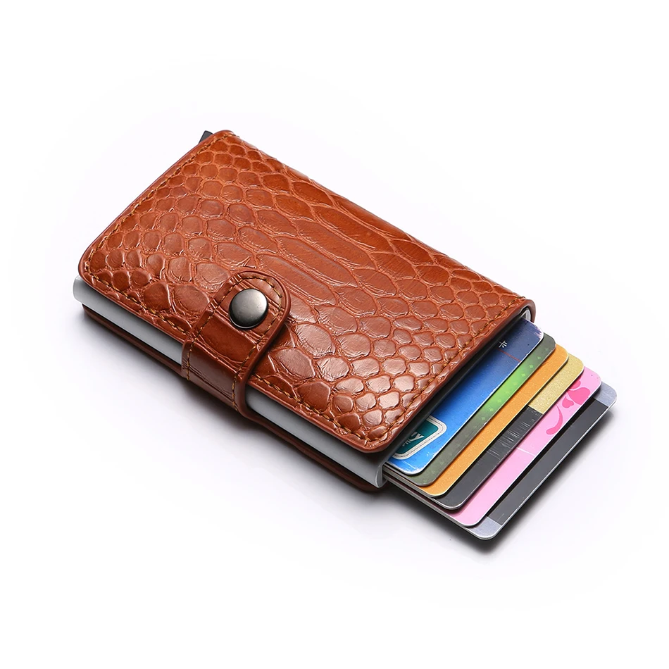 RFID кошелек PU держатель для карт кошелек RFID Блокировка металлическая коробка Кредитная карта алюминиевый чехол для визиток кошелек для путешествий ID кошелек