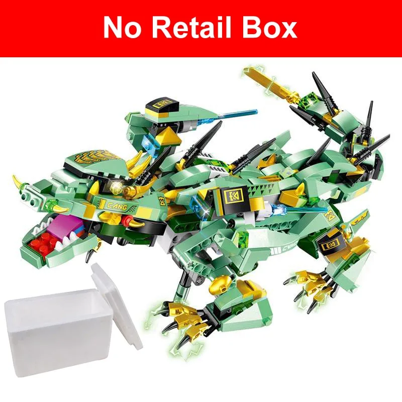 Радиоуправляемые строительные блоки Dinobot Battle Dragon CongFu King DIY 2,4G 4CH с инфракрасным управлением, собранные Детские дистанционные игрушки для животных - Цвет: Green Retail Box