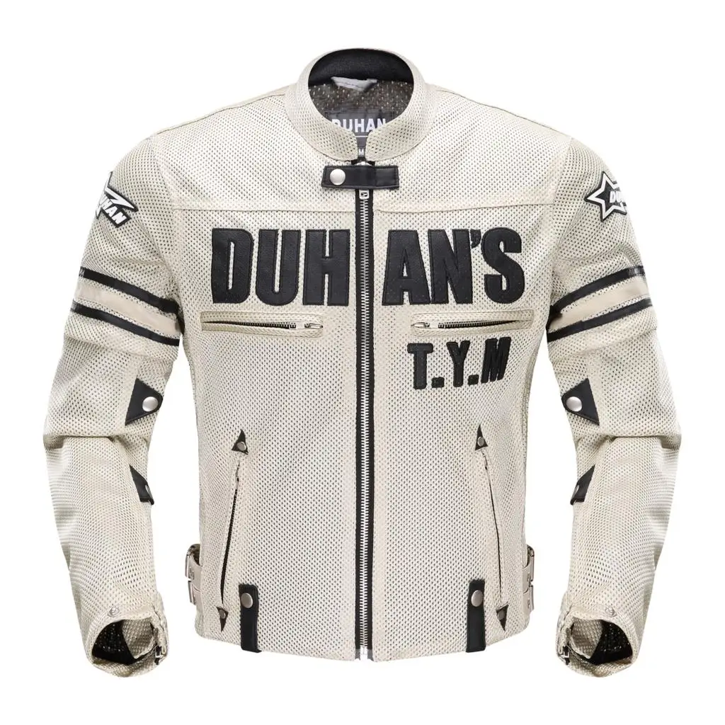 DUHAN, летняя мотоциклетная куртка, Мужская мотоциклетная куртка, Chaqueta, одежда для езды на мотоцикле, дышащая сетчатая куртка для прогулок, гонок, мотоциклетная куртка - Color: 103 White Jacket