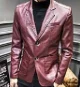 Plus Size M-7XL Spring Autumn Men Washing PU Leather Motorcycle Jackets for Male Coat Color Khaki / Brown / Black / White /Red - Color: jujube red