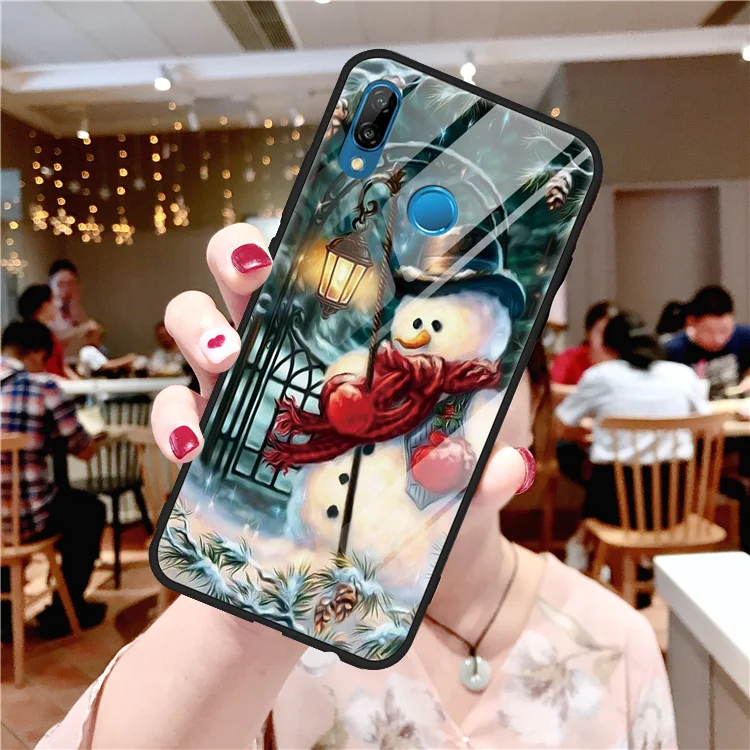 Счастливого Рождества закаленное Стекло для huawei Honor 9X 8X 7A 20 Pro Play 9 Примечание вид V 20 10 Lite Y6 Y9 Nova 3 3i 4 5 Чехол - Цвет: sdxrdeng