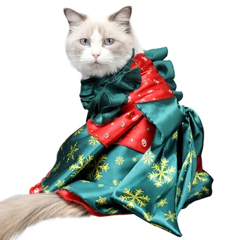 

Cat Accessories Princess Clothes For Small Cats Pet Pet Costume Christmas Kitten Apparel Green Red Dress for Cat Fashion HG99
