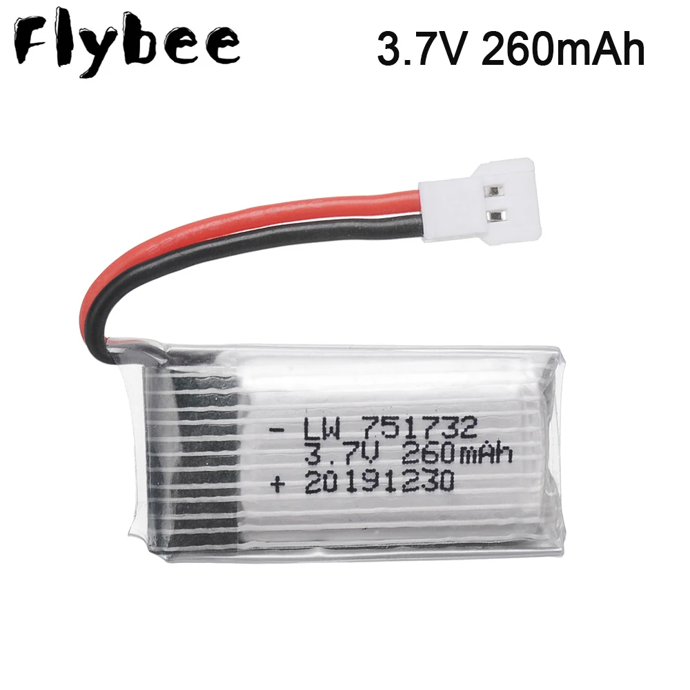 5 шт. 3 7 V 260mAh Lipo батарея для RC Drone H8 Mini H48 Quadcopter drone запчасти v Li po 751732|Перезаряжаемые