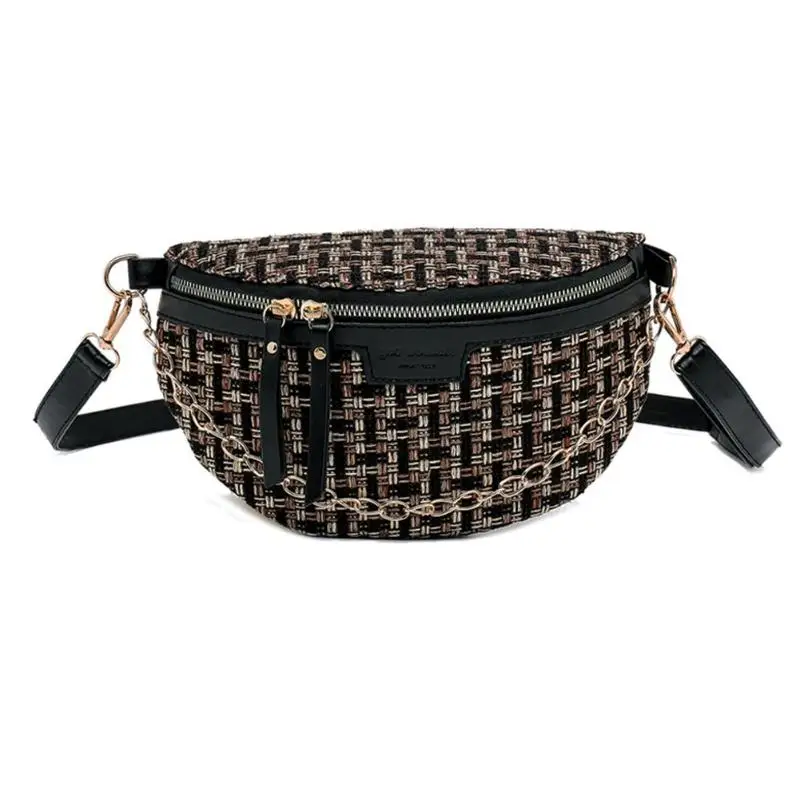 

Women Woolen Fanny Pack Hit Color Waist Pack for Female Crossbody Bags Fashion Color Fiber Knit Waist Bag Ladies Belt Bag