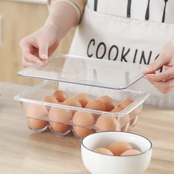 

Egg Storage Box Crisper Container Kitchen Organizer With Cover Transparent Egg-Carton