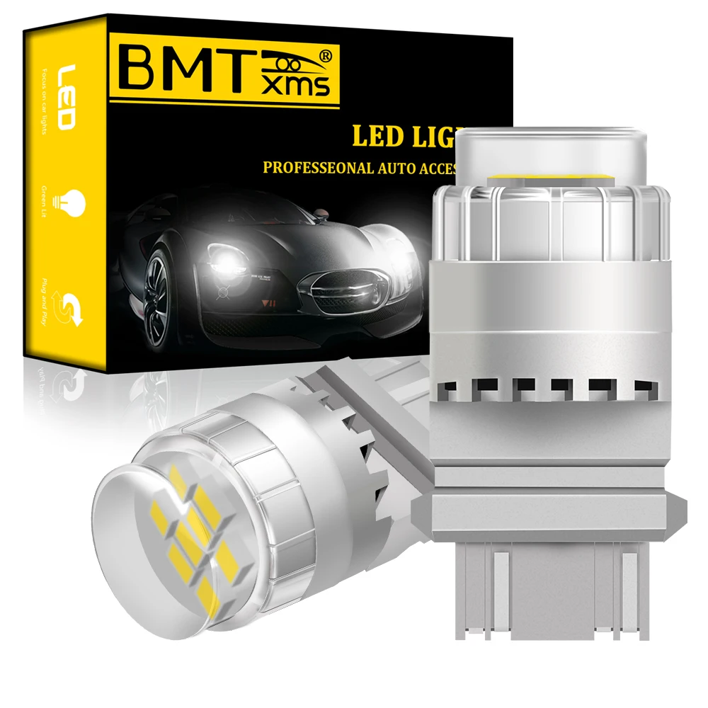 Дневные ходовые огни BMTxms 2 шт. светодиодные дневные DRL 3157 P27/7 Вт P27 7 T25 белый Canbus для