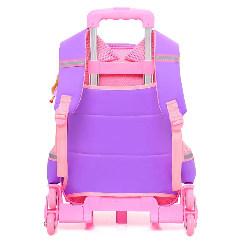 School Trolley School Bag Backpack Wheeled Children Bag For Grils Kids 2/6 Wheels Schoolbag Student Backpacks Bags