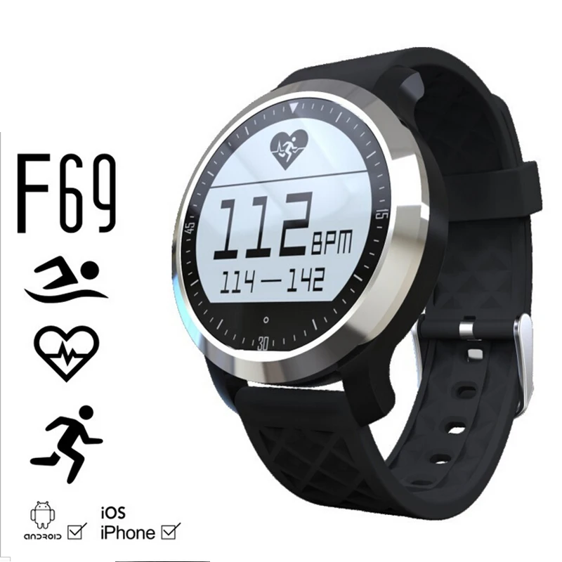 

F69 Smart Watch Global General Graphics Heart Rate Sleep Monitor Quick-Release Silica Gel Strap Wrist Watch IP68 Waterproof