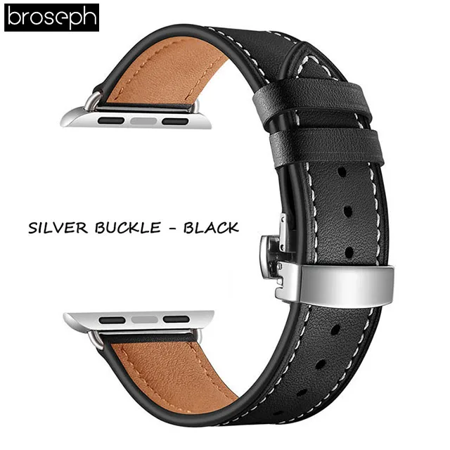 Black-3 Ремешок с бабочкой для Apple Watch Series 4, 40 мм, 44 мм, ремешок из натуральной кожи, браслет для iwatch 3, 2, 1, 38 мм, 42 мм - Цвет ремешка: Black-3