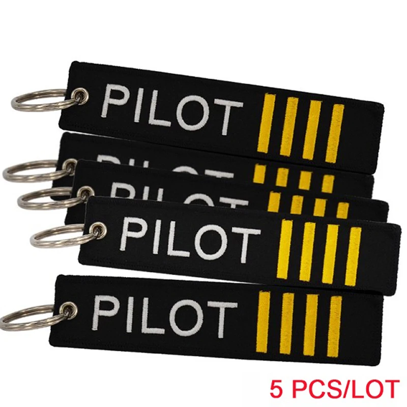 Pilot 5 шт./лот, удалите перед полетом пилота, ключ, бирка, вышивка, Co-Pilot Engineer Flight Crew, брелки для авиационного подарка, брелок для ключей - Цвет: Pilot